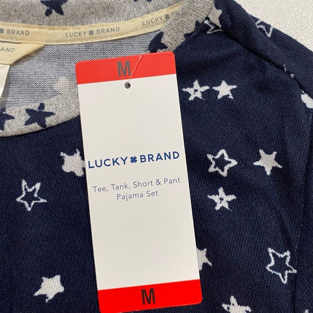 Lucky Brand Star Print Pajama Sleep Tee Top Size Medium NWT Soft Lounge - Picture 6 of 7